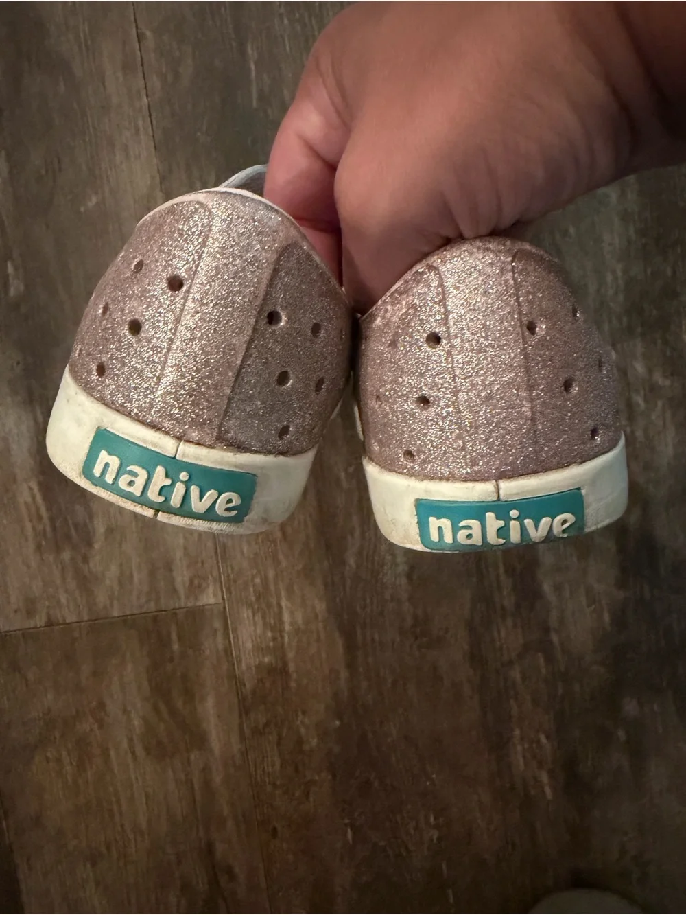 Native Kids Rose Gold Slip-On Water Shoes with White Toe